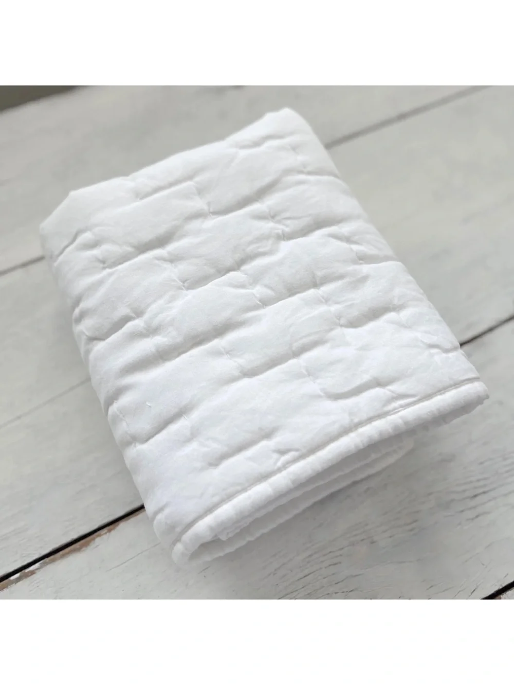 1 Pottery Barn Bliss Handcrafted KING Quilted Pillow Sham White Cotton Linen EUC